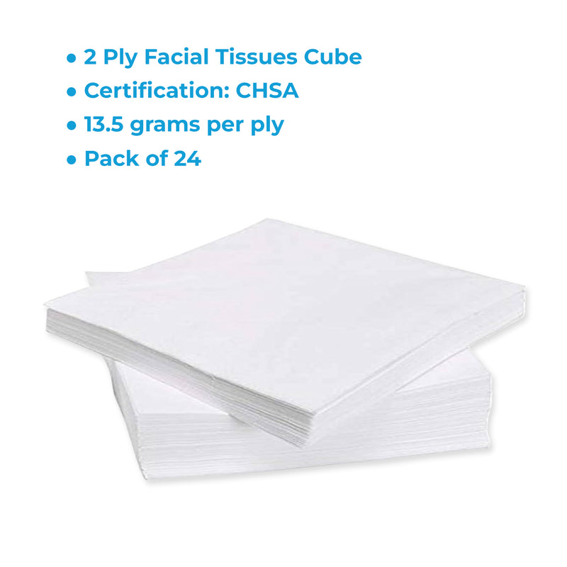 Facial Tissues Cube 2 Ply 70 Sheets (Pack Of 24) (8757124956415)