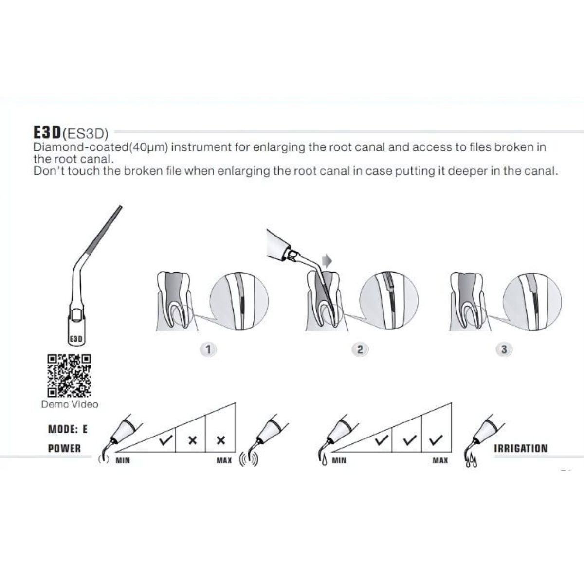 Woodpecker EMS Endo Scaler Tip E3D Diamond Coated (4440324702295)