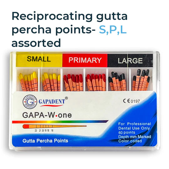 Reciprocating Gutta Percha Points- S,P,L Assorted (pack of 60) (14750213407098)