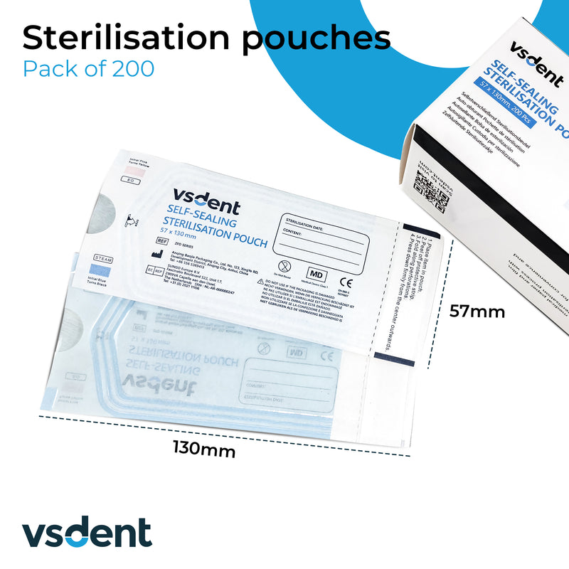 Self Sterilisation Pouches 57mmx130mm (Pack of 200) (8759294558463)